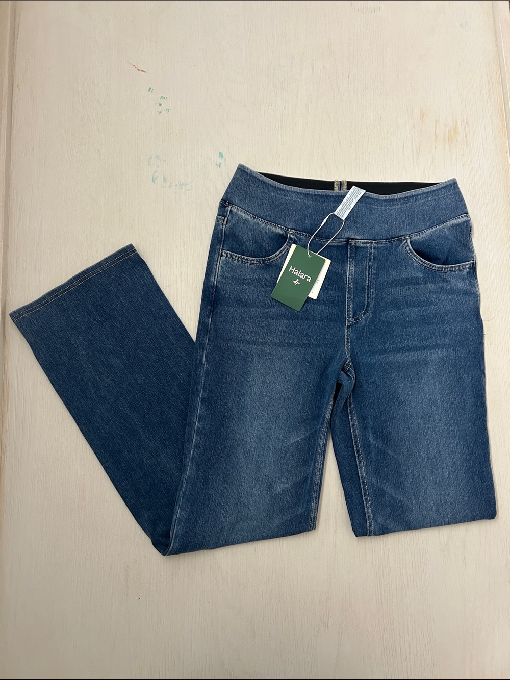 HALARA Dark Blue Straight-Leg Jeans with High Waist - Picture 3 of 7